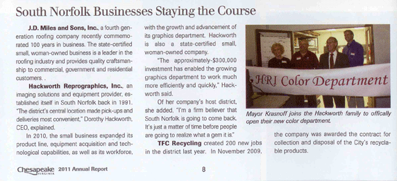excerpt_ar excerpt ar Hackworth Covered in City of Chesapeake 2011 Annual Report